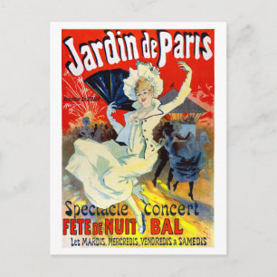 Jardin de Paris Frankrike Vintage affisch återstäl Vykort