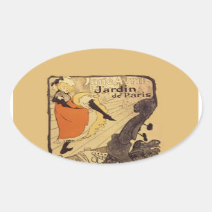 Jardin de Paris - Toulouse-Lautrec Ovalt Klistermärke