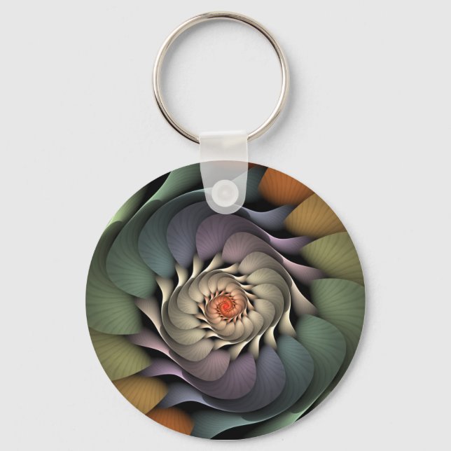 Jardinere Abstrakt Rainbow Blommigt Spiral Nyckelring (Framsida)