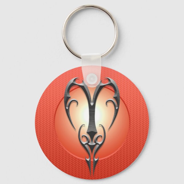 Järn Aries Symbol, röd Nyckelring (Framsida)