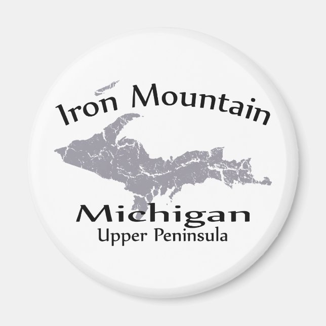Järn-berget Michigan Karta Design Magnet (Framsidan)