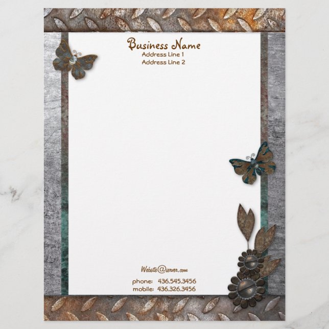 Järn Butterfly Garden Letterhead Brevhuvud (Framsida)