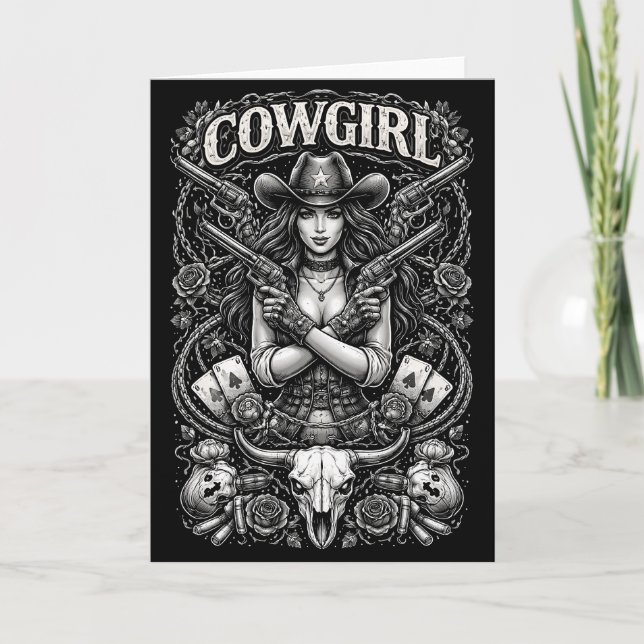 Järn Cowgirl Helgkort (Framsida)
