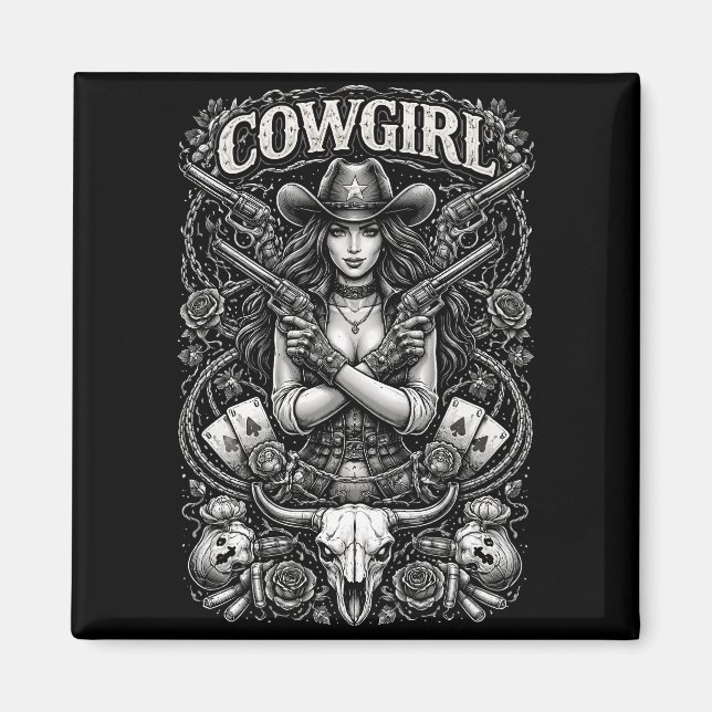 Järn Cowgirl Magnet (Framsidan)