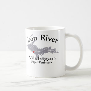 Järn floden Michigan Heart Karta Design Mugg