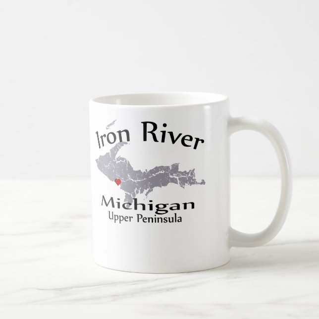 Järn floden Michigan Heart Karta Design Mugg (Höger)