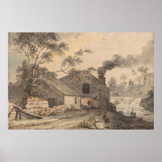 Järn Forge vid floden Kent, Westmorland - Sandby Poster (Framsidan)