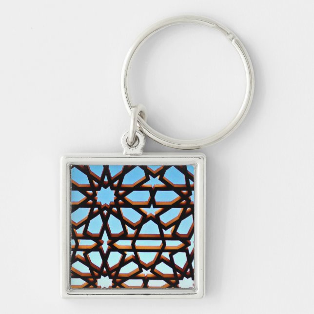 Järn Grind Fyrkantig Silverfärgad Nyckelring (Framsidan)