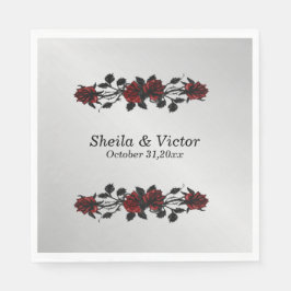 Järn Grind Gothic Röd ros Gothic Bröllop Pappersservett