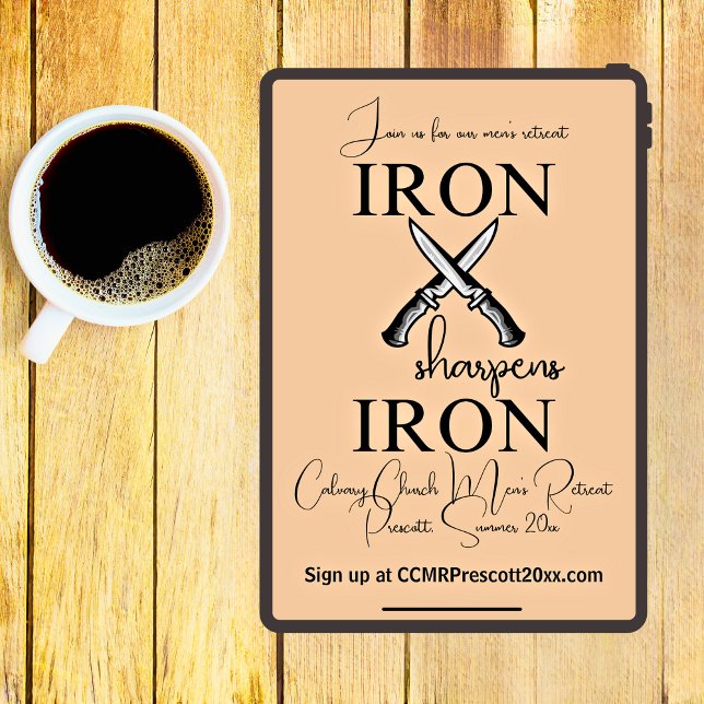 Järn hajpens Järn Knivar Christian Manar Retreat Inbjudningar (Men's Retreat Iron Sharpens Iron Christian Invitation)