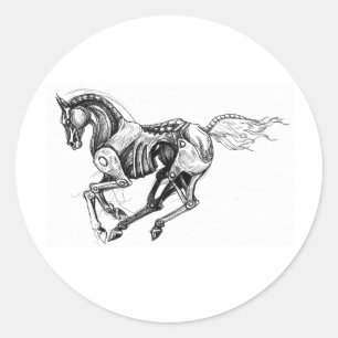 Järn Horse Runt Klistermärke