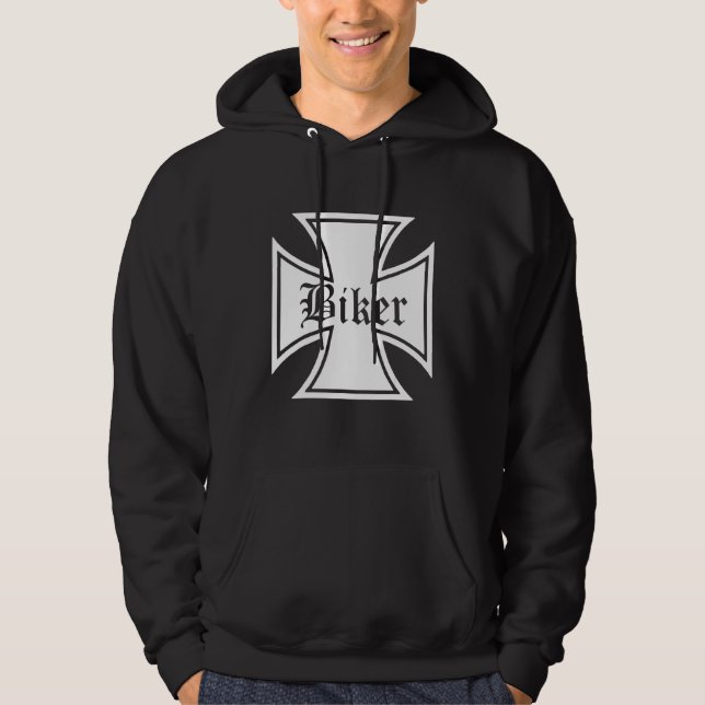 Järn Kor Biker Järn Kor Chopper Skull Bobber B Hoodie (Framsida)