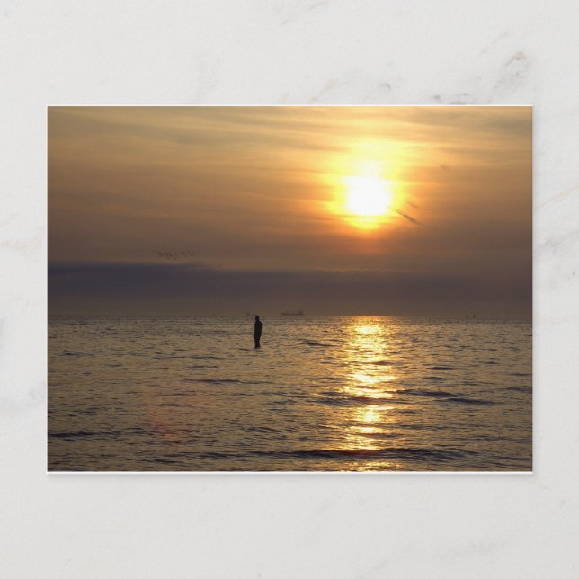 Järn Man Sculpture, Crosby, Liverpool UK Vykort (Framsida)