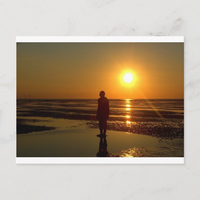 Järn Manar skulpture at Sunset, Crosby, Liverpool  Vykort (Framsida)
