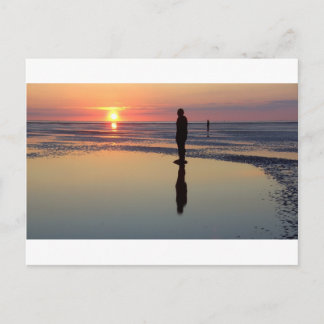 Järn Manar vid Sunset, Crosby, Liverpool UK Vykort