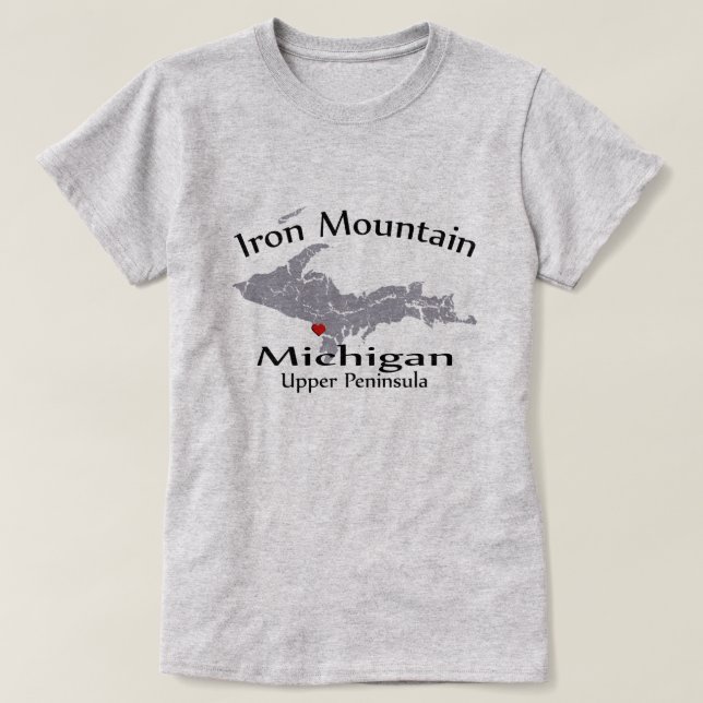Järn, Michigan Heart Karta Design Dam Tee Shirt (Design framsida)