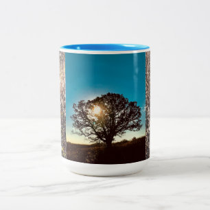 Järn Oak Träd, Fall Sunrise, Wisconsin Two-Tone Två-Tonad Mugg