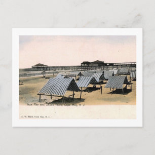 Järn Pier & Tält, Cape May, New jersey Vintagen Vykort