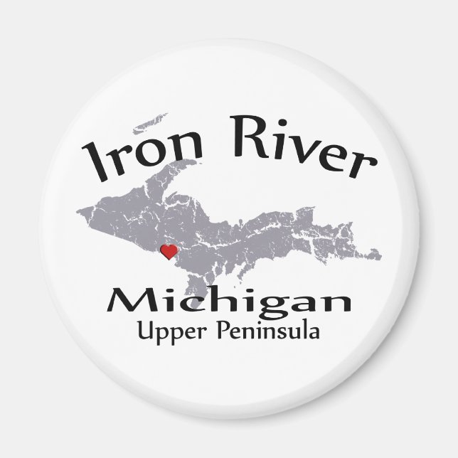 Järn River Michigan Heart Karta Design Magnet (Framsidan)