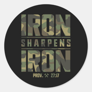 Järn Sharpens Järn Christian Manar Camo Scripture Runt Klistermärke