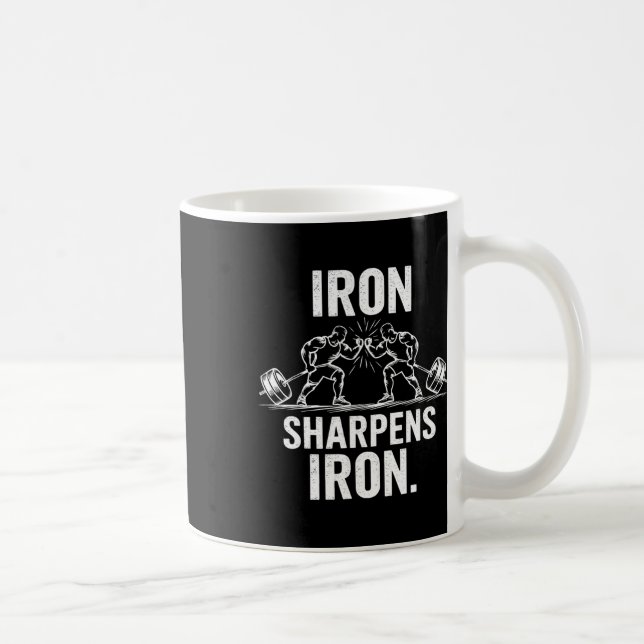 Järn Sharpens Järn - Gym Art Weightlyftning Design Kaffemugg (Höger)