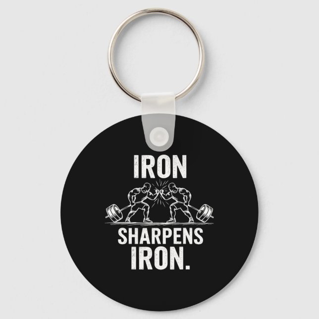 Järn Sharpens Järn - Gym Art Weightlyftning Design Nyckelring (Framsida)