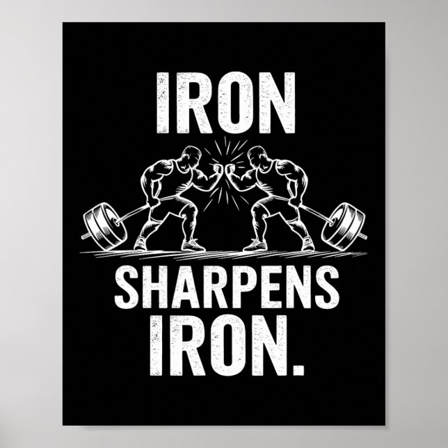 Järn Sharpens Järn - Gym Art Weightlyftning Design Poster (Framsidan)