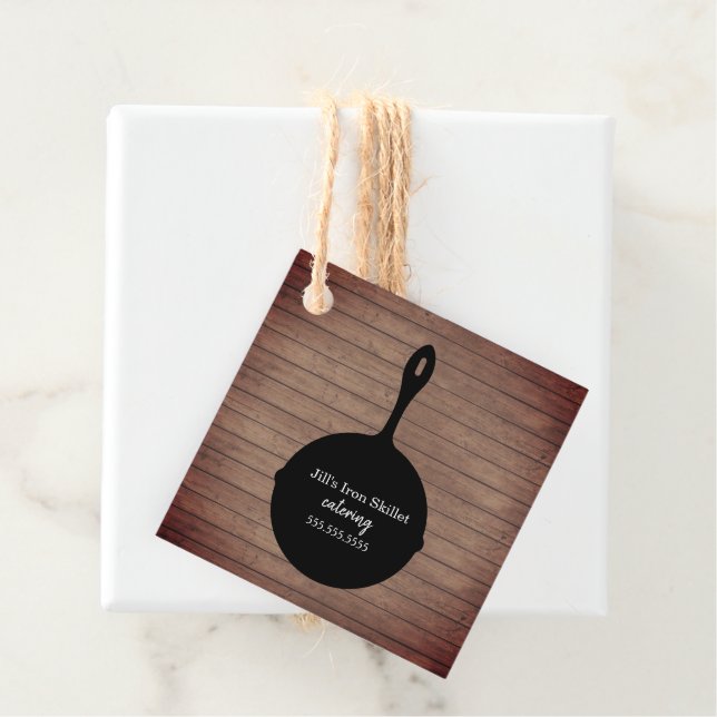 Järn Skillet Catering Food Business Gåvor Etiketter (På plats)