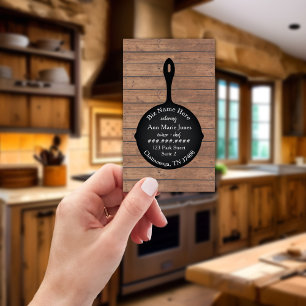 Järn Skillet Rustic Restaurant Caterer Visitkort