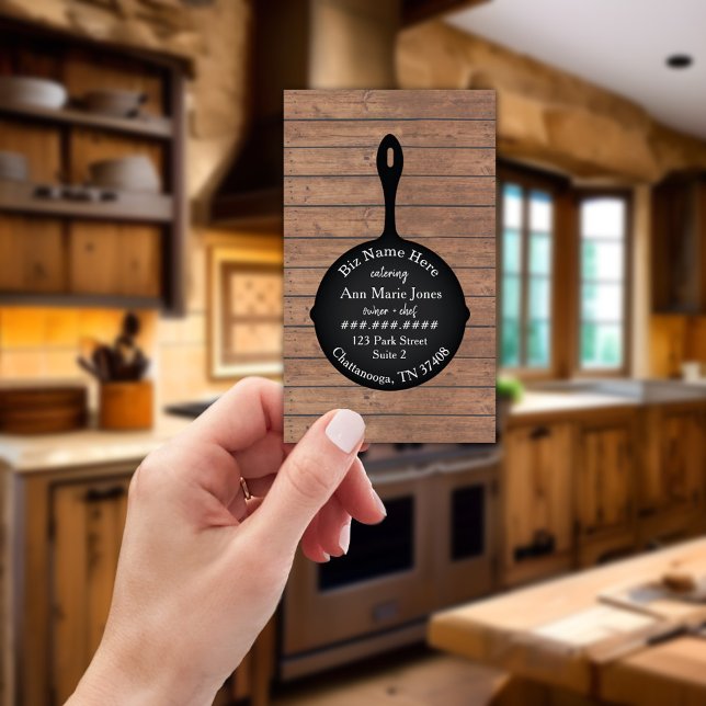 Järn Skillet Rustic Restaurant Caterer Visitkort (Skapare uppladdad)