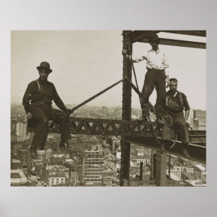 Järn Workers Vintage NYC Byggnad Skyscraper Poster