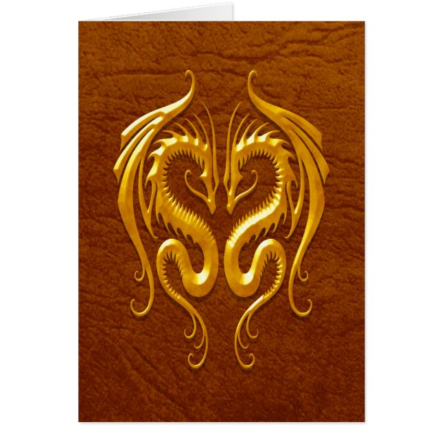 Järndrakar, brunt hälsningskort (Framsidan)