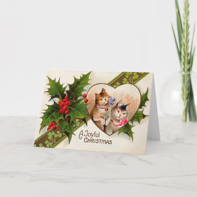 Järnek för Shamrock för kattkattungehjärta Helgkort (Framsida)