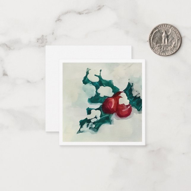 Järnek i snö anteckningskort (Fram/Back In Situ)