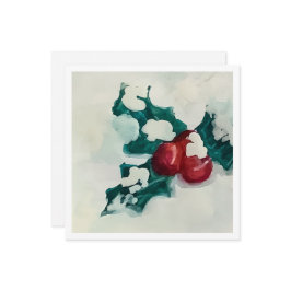 Järnek i snö julkort