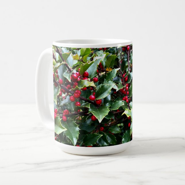 Järnekblad och bär kaffemugg (Framsida vänster)