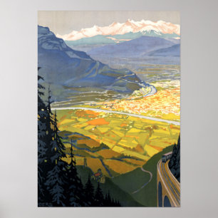 Järnväg för vintageGrenoble frankriken Poster