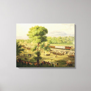 Järnväg i dalen av Mexico, 1869 Canvastryck