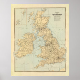 Järnväg karta, brittiska Isles Poster