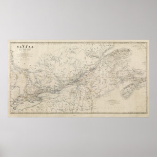 Järnväg karta för storslagen stam circa 1860 poster