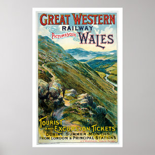 Järnväg pittoresk Wales England vintage resor Poster