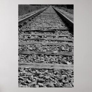 Järnväg spårar svartvitt poster