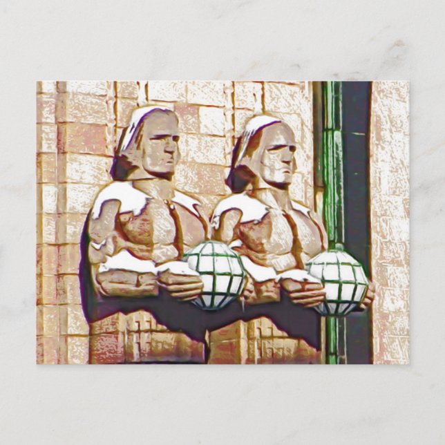 Järnväg station för central, Helsingfors Vykort (Framsida)