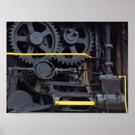 Järnväg Tåg Engine Hjul och Cogs Industrial Poster