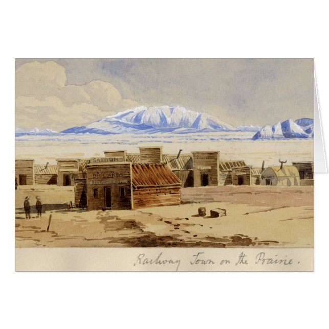 Järnväg Town på prärien Hälsningskort (Framsidan Horizontal)