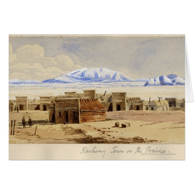 Järnväg Town på prärien Hälsningskort (Framsidan Horizontal)