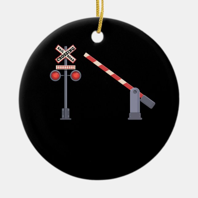 Järnväg: Trassing Barrier Sign Halloween Costume D Julgransprydnad Keramik (Framsidan)