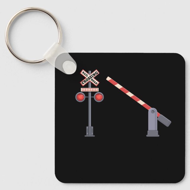 Järnväg: Trassing Barrier Sign Halloween Costume D Nyckelring (Framsida)