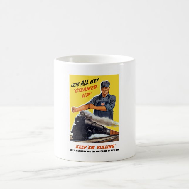 Järnvägar är första fodrar av försvar -- WW2 Kaffemugg (Center)
