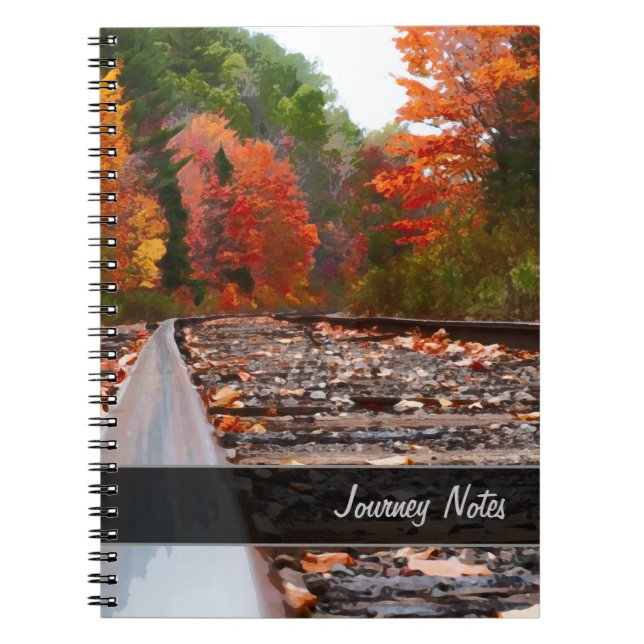 Järnvägar i höststigen Anpassningsbar Travel Journ Anteckningsbok Med Spiral (Framsidan)